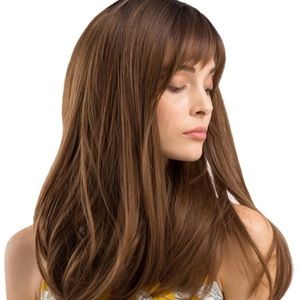 20inch Brown Black Root/ Bangs Wig